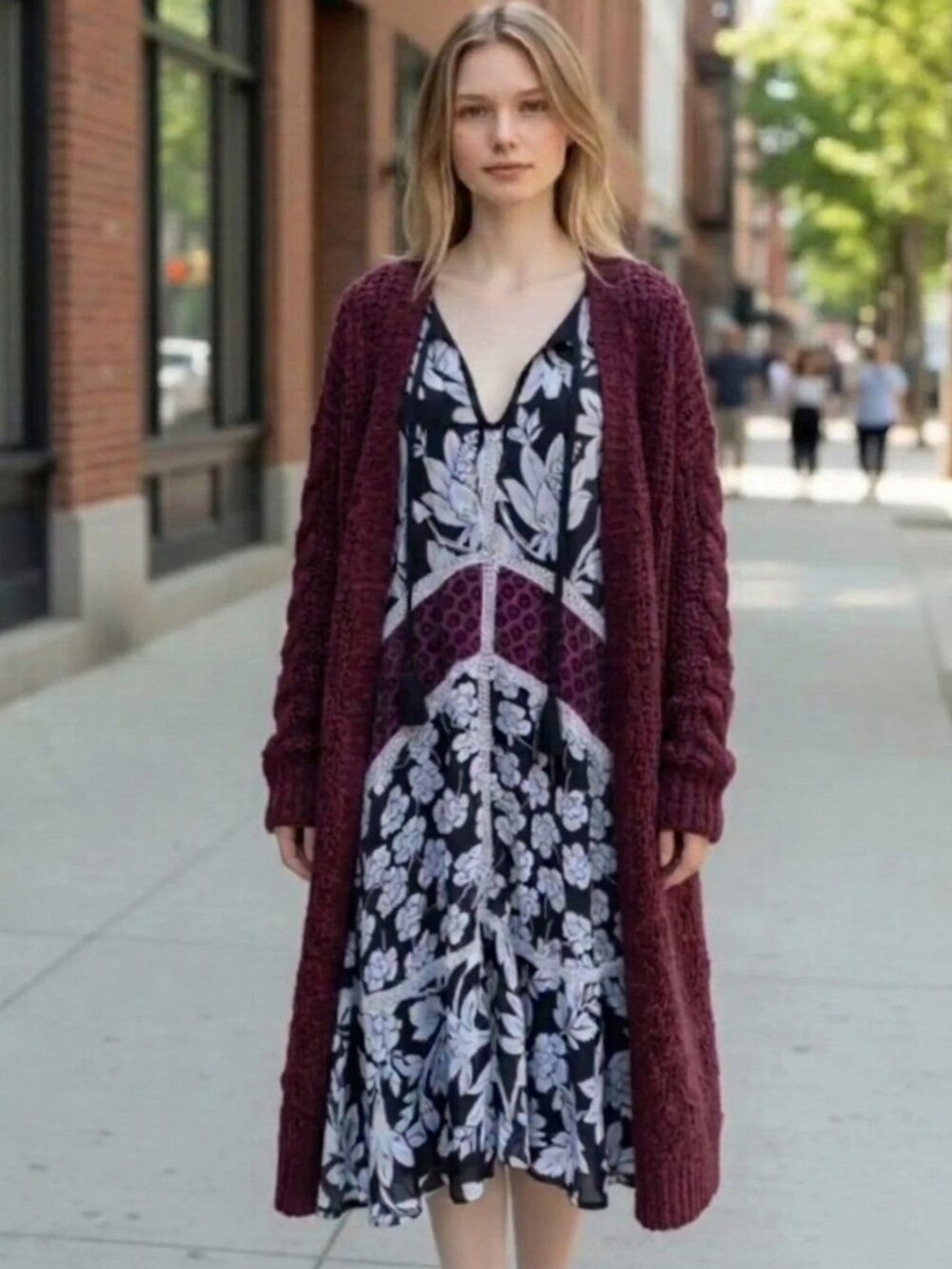 LOFT Boho Swing Midi Dress L
